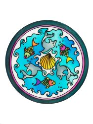 Selyem mandala | 20cm | Előkontúrozott | Dolphins | Ponge 8 | IDEEN 46637